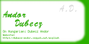 andor dubecz business card